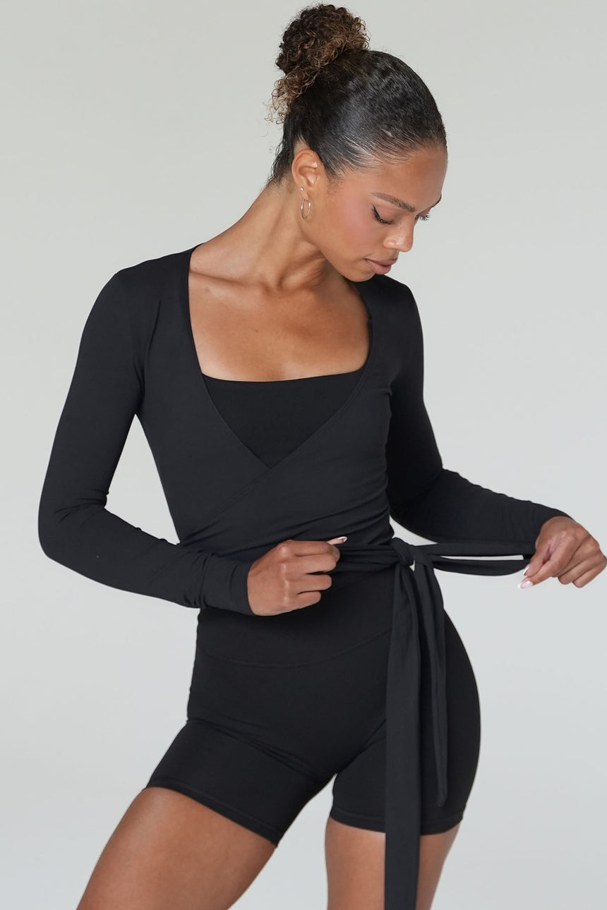 CLASSIC FIT WRAP TOP - ONYX